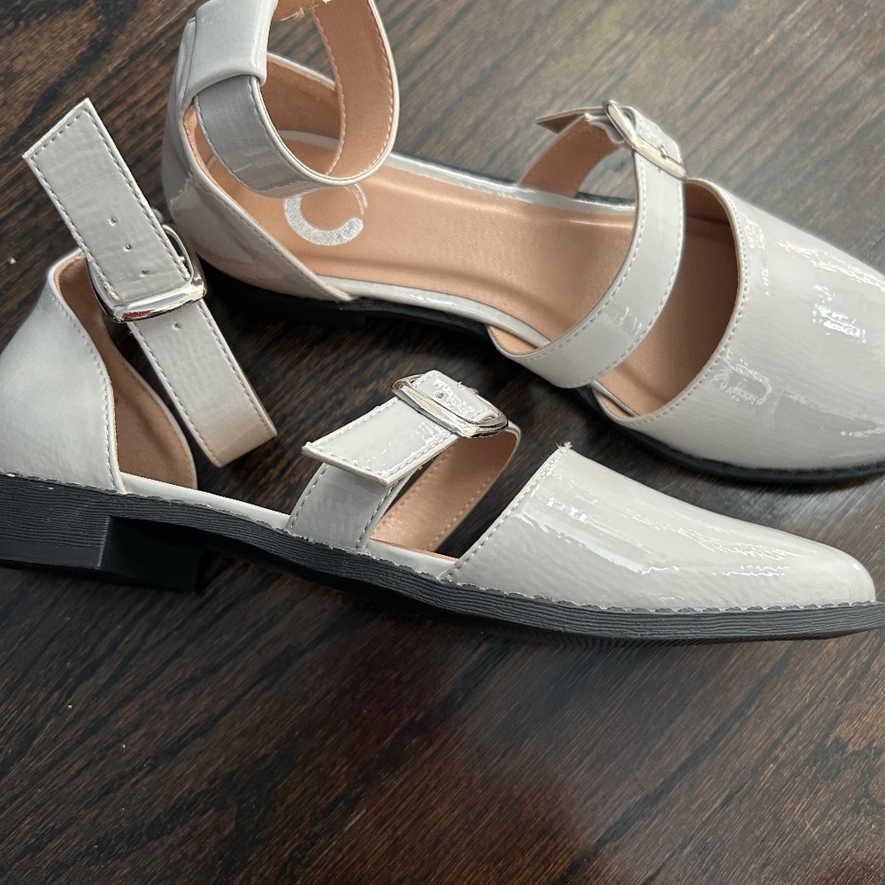 Patent ankle strap shoes